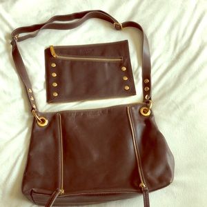Hammitt brown leather gold Crossbody full-size